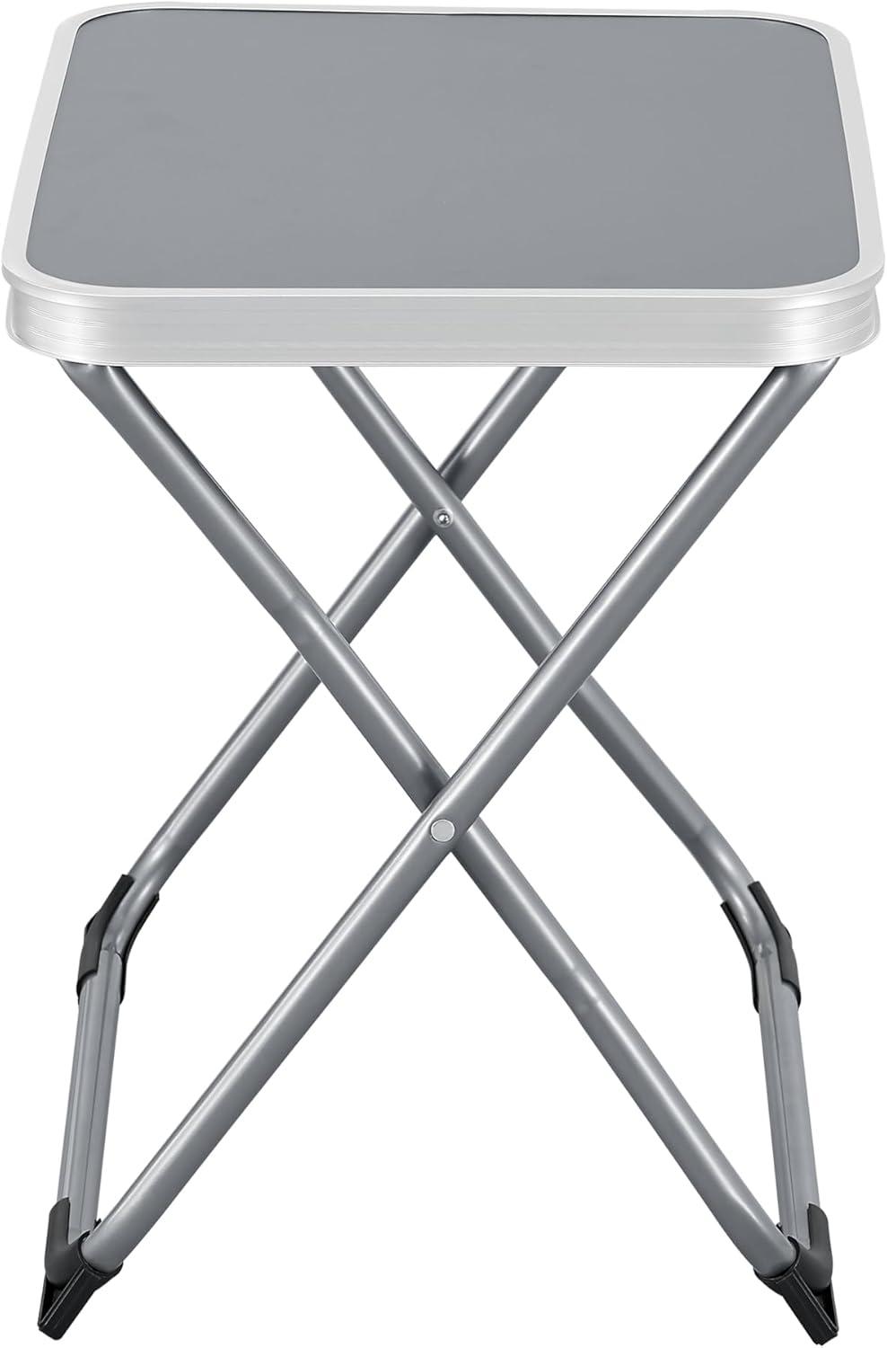 image:imageencasa Tabouret et Table de Camping 2 en 1 avec Assise Rsistant Hydrofuge Structure Stable Pliable Capacit de Charge 100 kg Acier Polyester 600D MDF 47 x 47 x 37 cm Gris