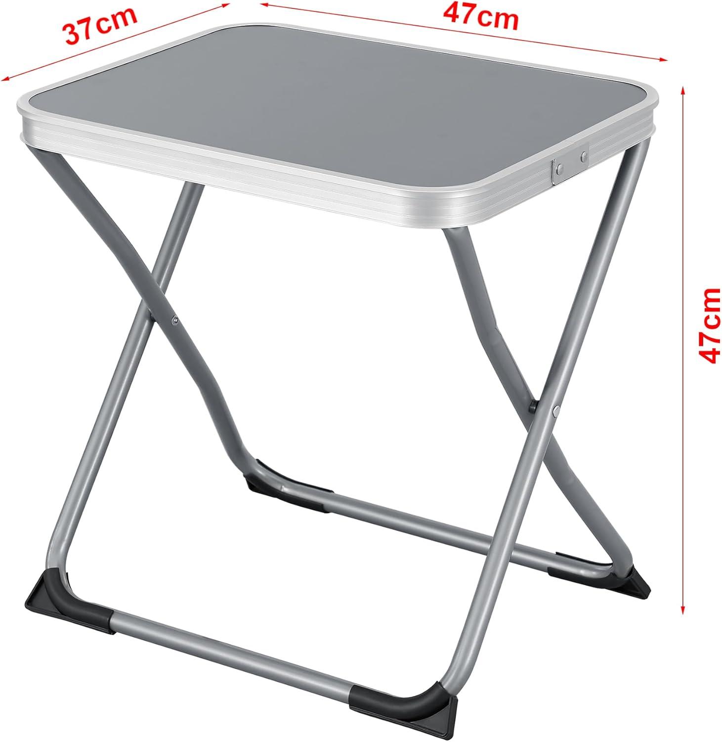 image:imageencasa Tabouret et Table de Camping 2 en 1 avec Assise Rsistant Hydrofuge Structure Stable Pliable Capacit de Charge 100 kg Acier Polyester 600D MDF 47 x 47 x 37 cm Gris