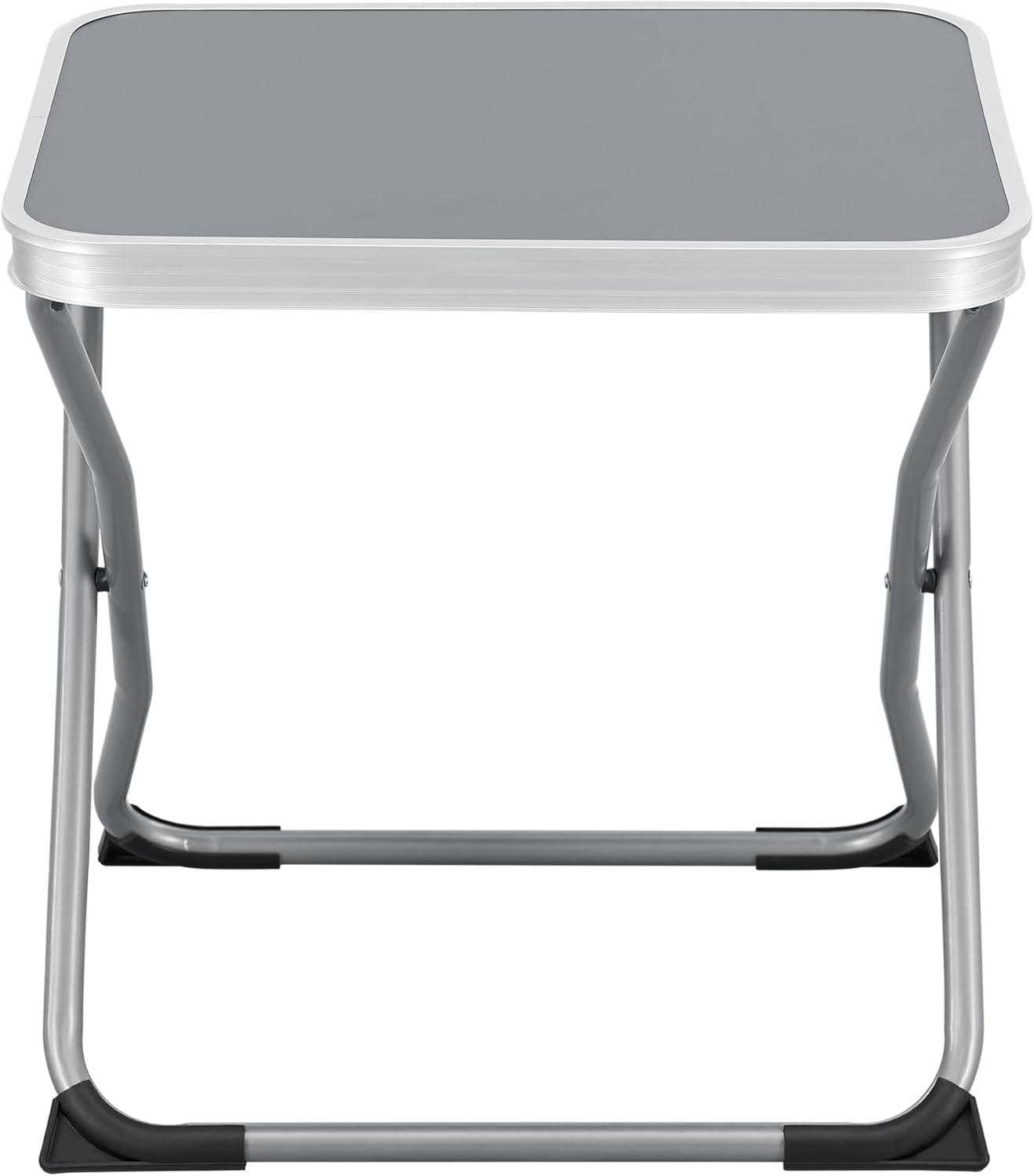 image:imageencasa Tabouret et Table de Camping 2 en 1 avec Assise Rsistant Hydrofuge Structure Stable Pliable Capacit de Charge 100 kg Acier Polyester 600D MDF 47 x 47 x 37 cm Gris