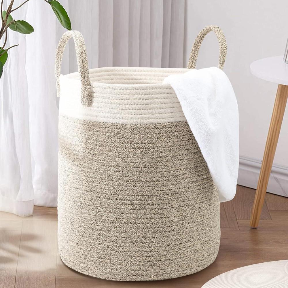 image:imageGrand Panier Linge Pliable en Coton de Qualit SuprieureFabriqu La Main avec Poigne de Rangement pour Jouets 35 x 40 cm sans produits chimiques plastiques ni odeur