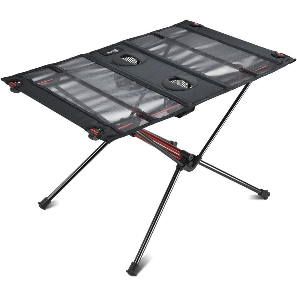 image:imageTentock Table de Camping Pliante Ultralgre en Aluminium pour lextrieur avec Sac en Filet idale pour Les barbecues TableNoir