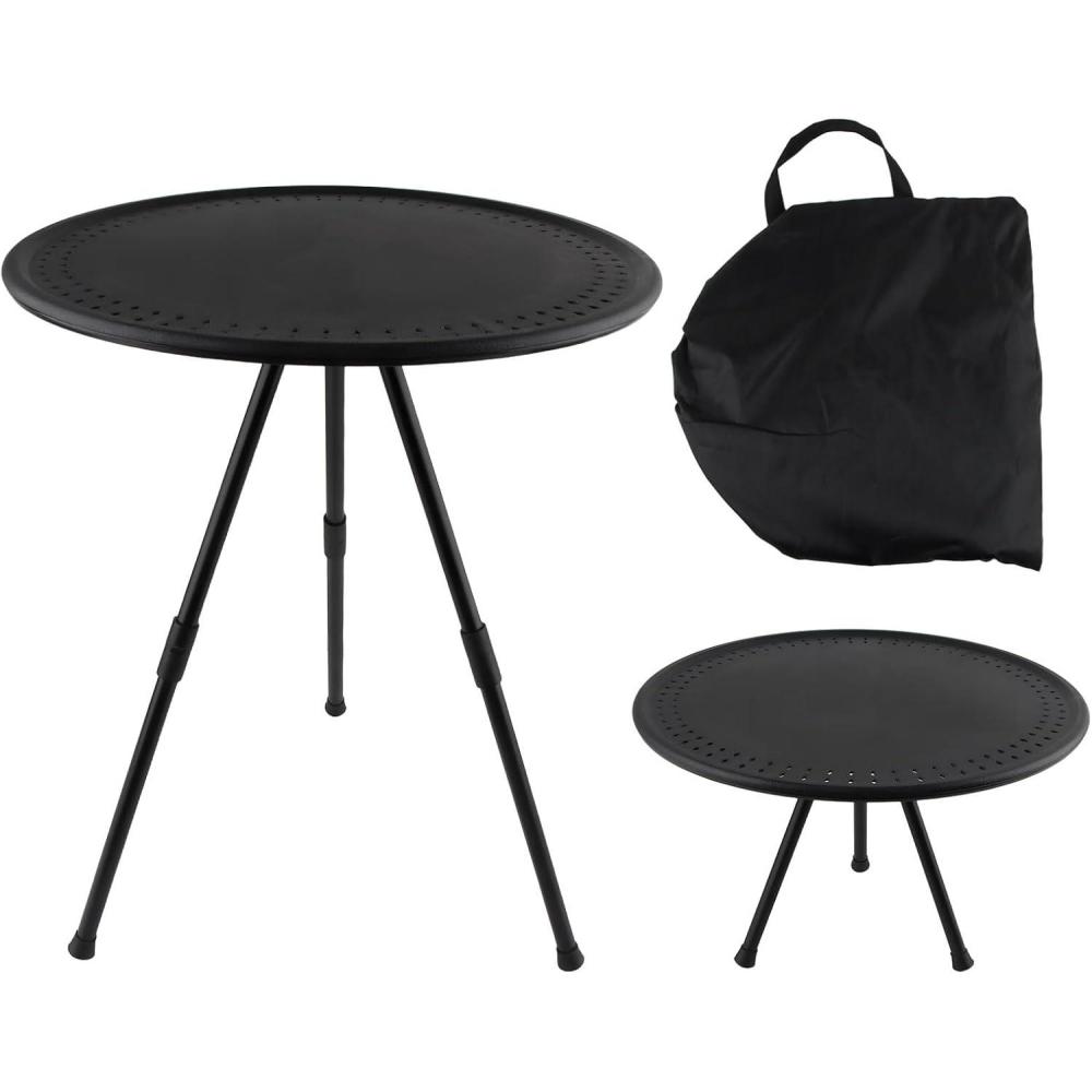image:imagedellyy Table de Camping Extensible Mini Table de Camping Rglable en HauteurTables de PiqueNique Pliante Portable Pliable Ronde Jardin Plastique pour Voyage Trekking Cyclisme Moto