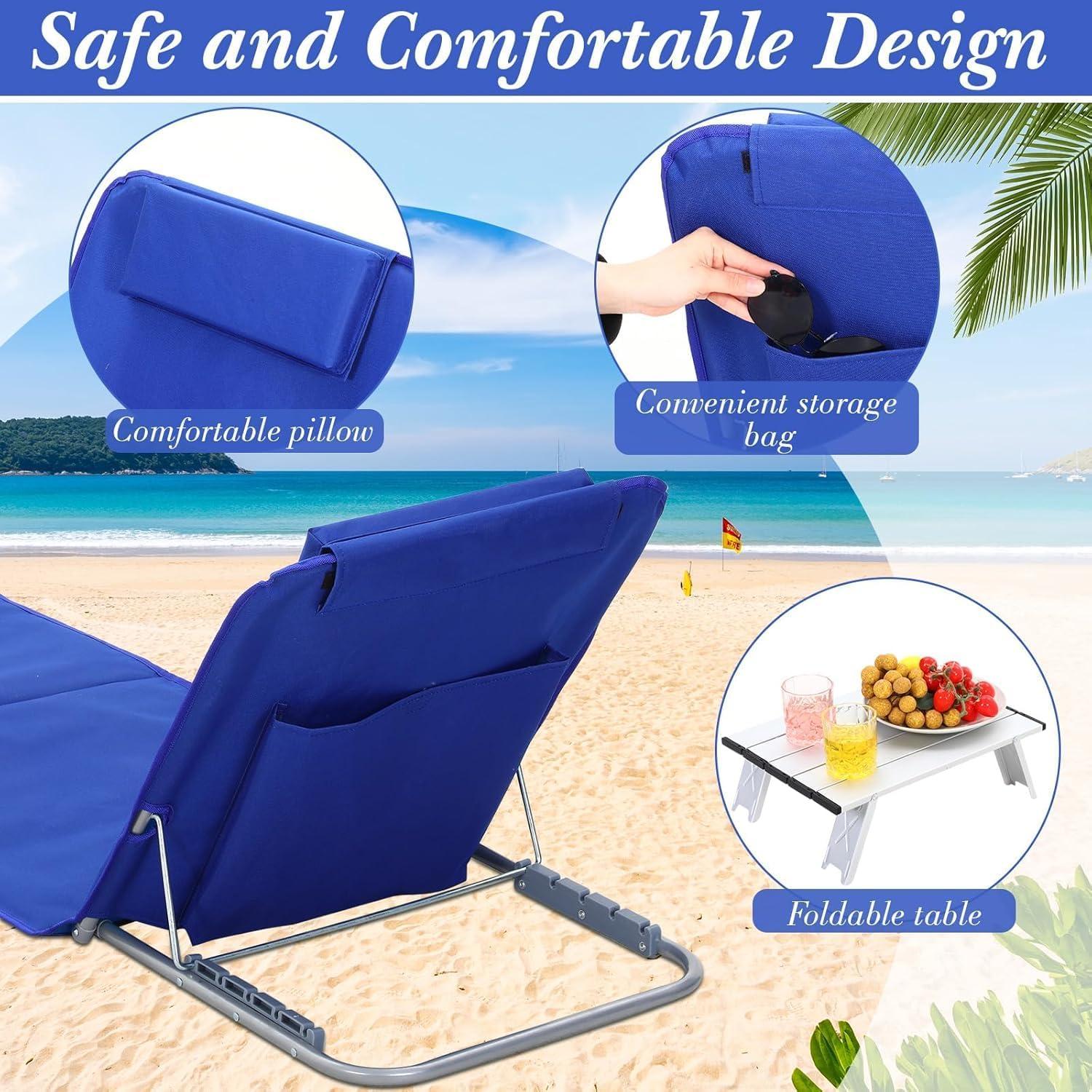 image:imageChaise de plage pliable lgre avec sangle et poche doreiller dossier haut rouge tropicalVert Tropical