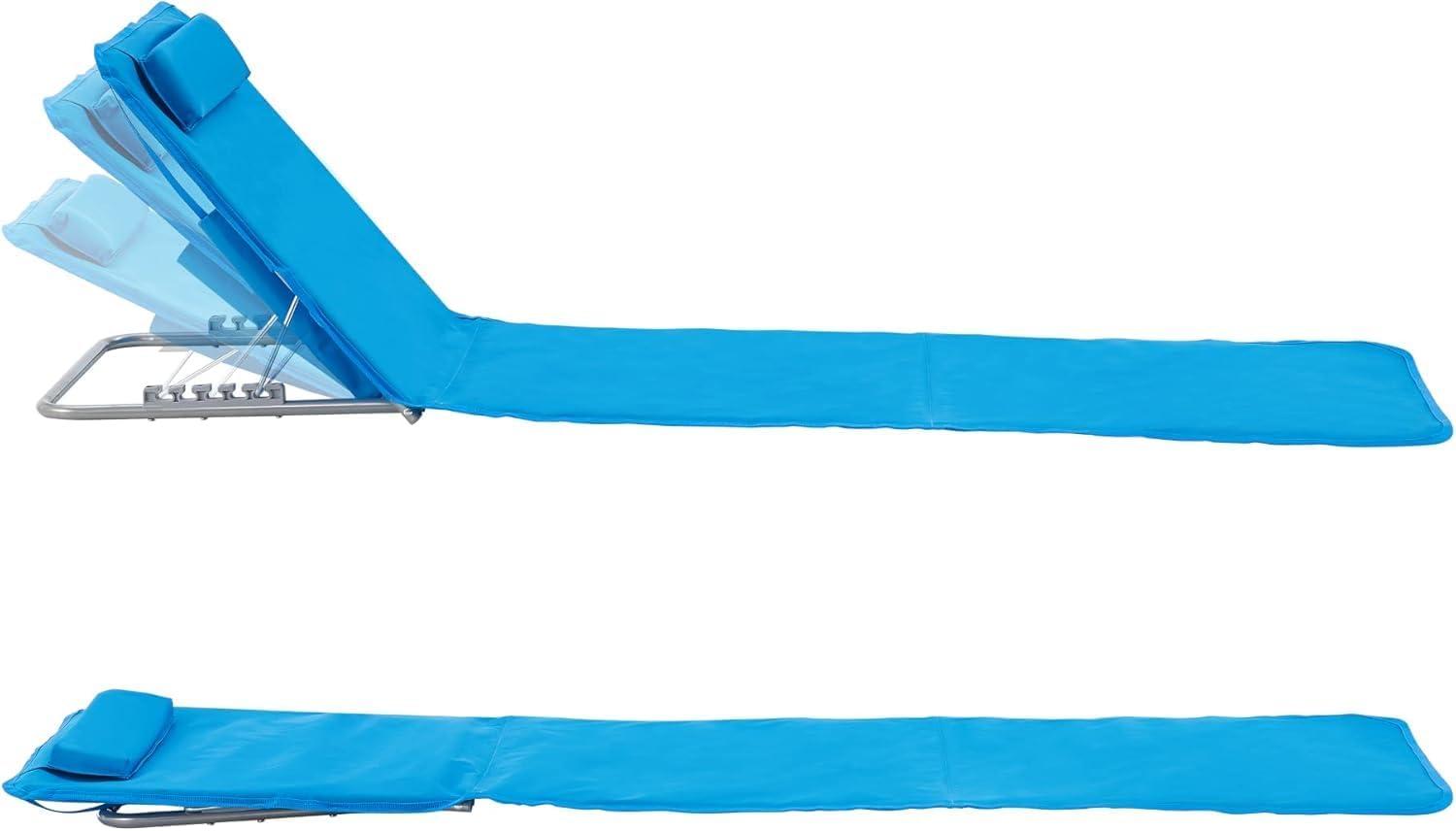 image:imageChaise de plage pliable lgre avec sangle et poche doreiller dossier haut rouge tropicalVert Tropical