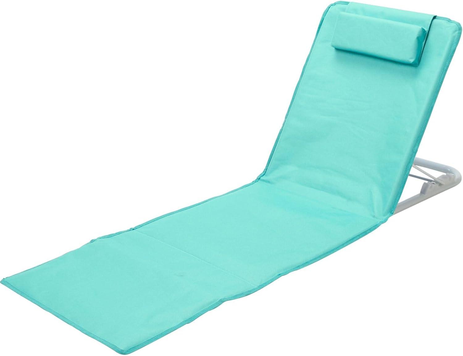 image:imageChaise de plage pliable lgre avec sangle et poche doreiller dossier haut rouge tropicalVert Tropical