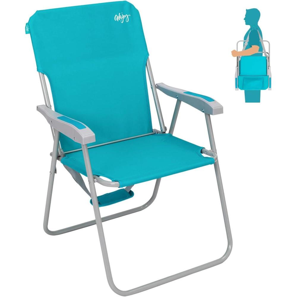 image:imageWEJOY Chaise de Plage Pliable Fauteuil de Plage avec Dossier Haut Chaise de Camping Pliante Chaise de Pche avec Accoudoirs Charge Max 136 kg pour Camping Extrieur Plage Jardin Terrasse Lot de 12Cyan