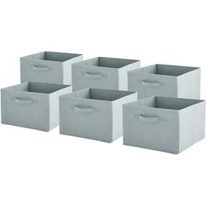 Cube de Rangement, Boite Rangement Pliables, Paniers et Boîtes de rangement, Caisses avec poignée, Caisse pour Linge, Jouets, Vêtement, lot de 6 (Noir, 27x27x27cm)(Vert Sauge)