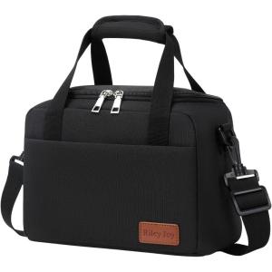8.5L Sac Isotherme Repas Portable Sac de Pique-Nique Imperméable Isolé avec Ajustable Bandoulière Lunch Bag Pliable pour Enfant Adult(Noir)