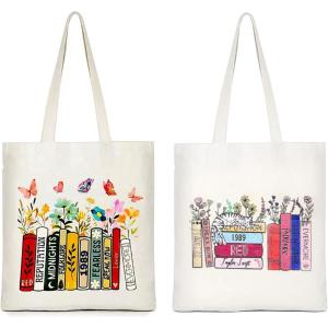 2 Pièces Tote Bag Personnalisable, Tote Bag Femme Imprimé, Réutilisables Sacs en Toile, 2 Tailles Tissu, Sac Personalisable pour Cadeau Shopping Voyages Quotidien
